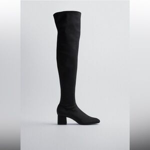 Zara Black Over-the-Knee Heeled Boots